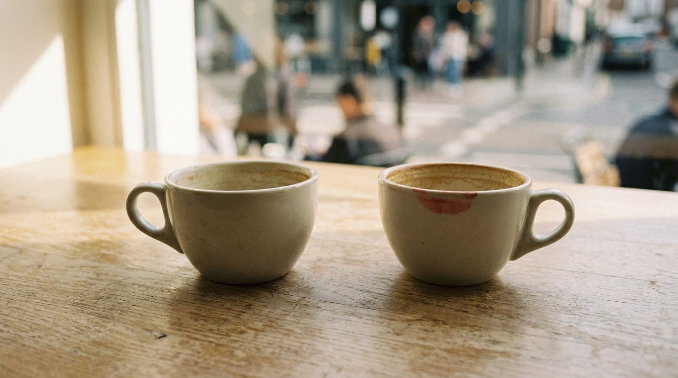 カフェでの2つのコーヒーカップ