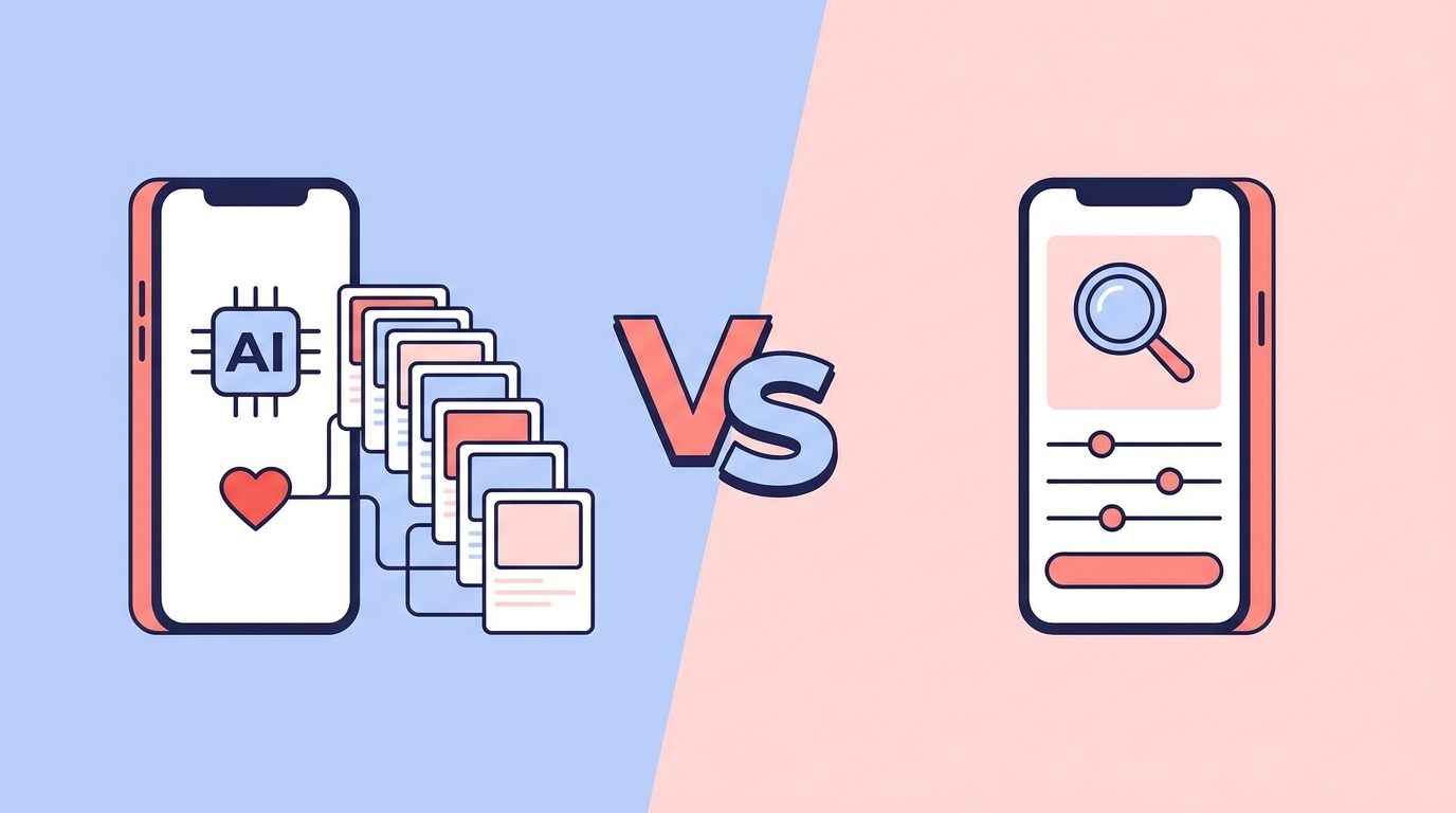 AIマッチングvs検索型の図解