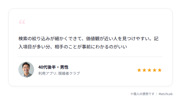 既婚者クラブの良い口コミのユーザー口コミ