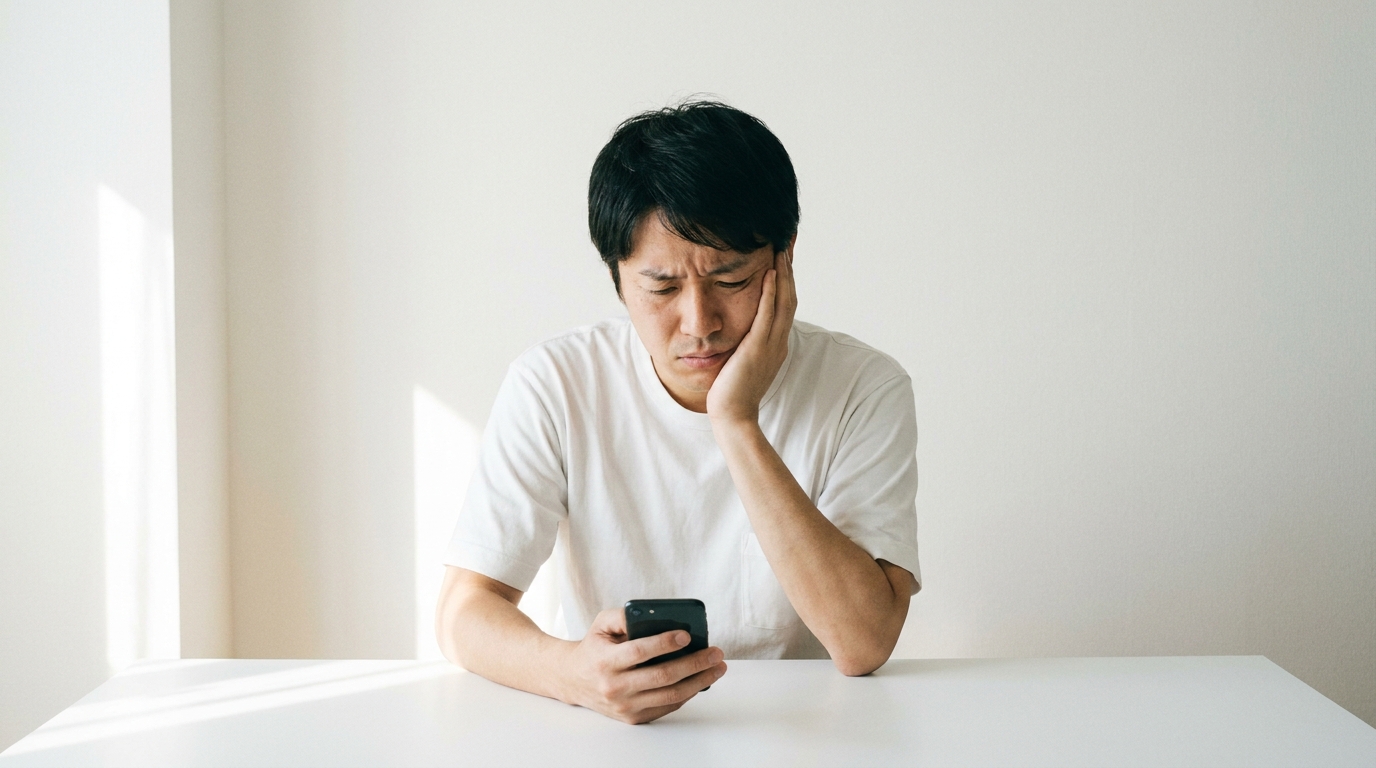 返信が来ず悩む男性の様子