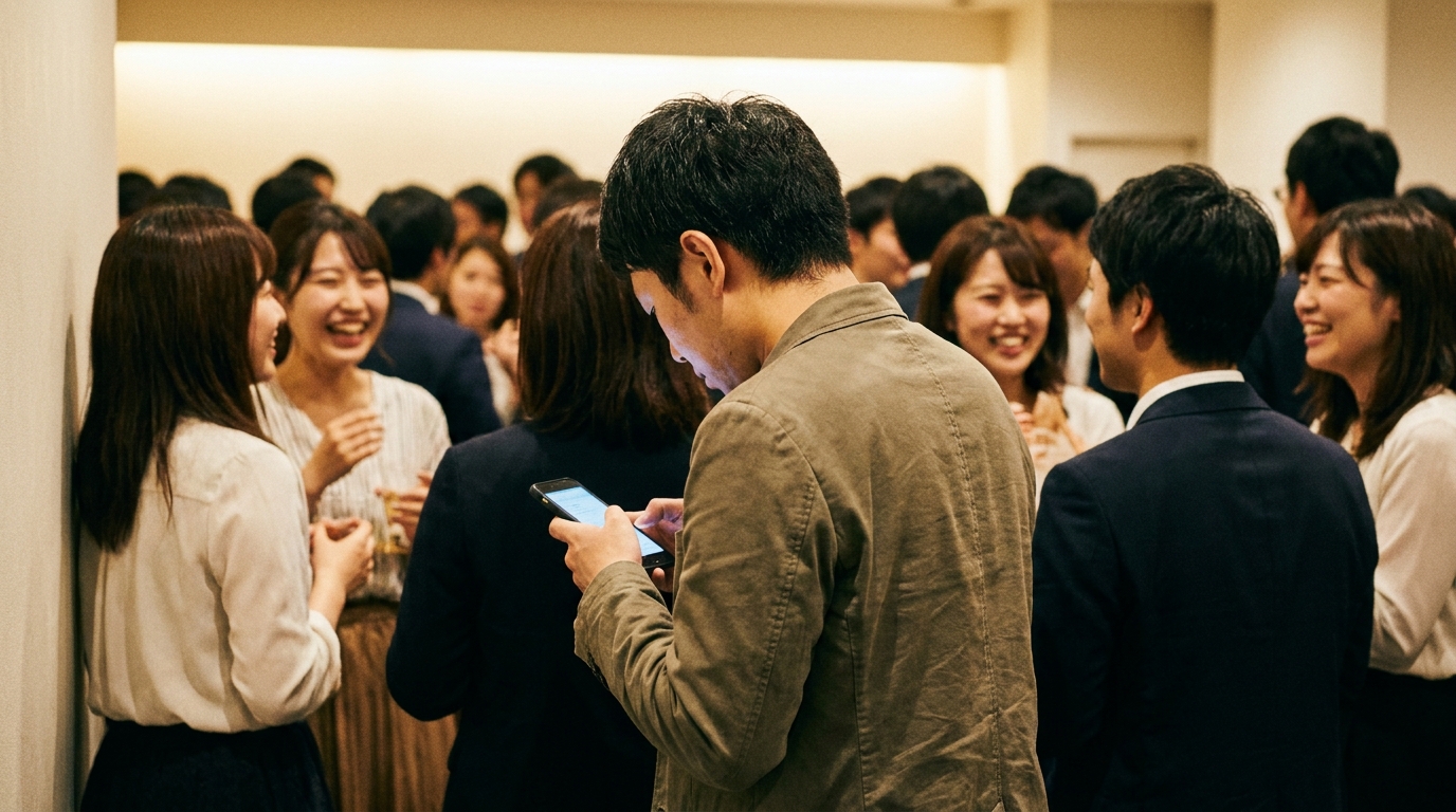街コンで孤立する男性の様子