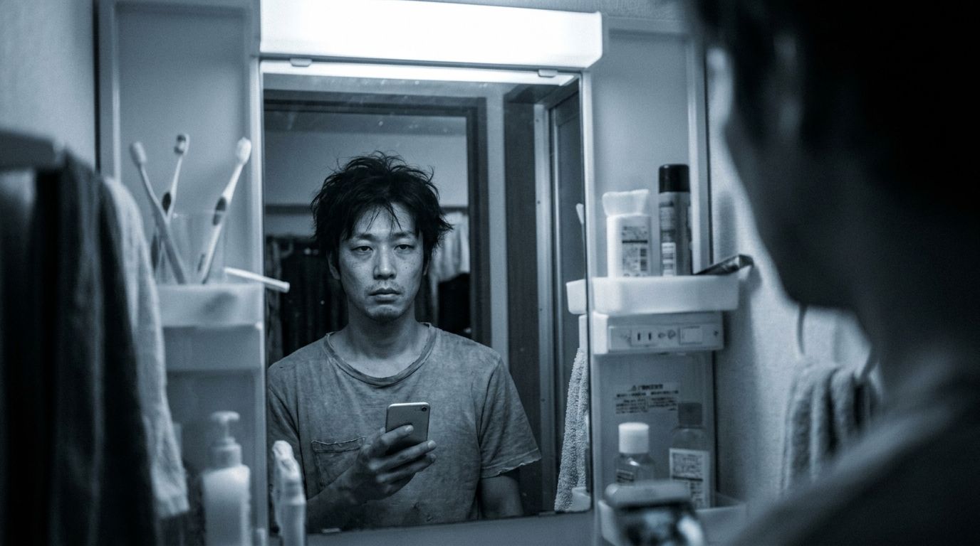 NG例の洗面所自撮り写真