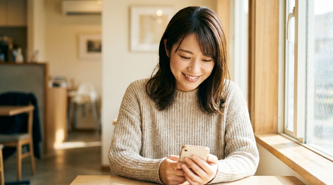 リラックスして会話する女性