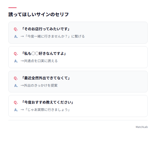 誘ってほしいサインのセリフ集