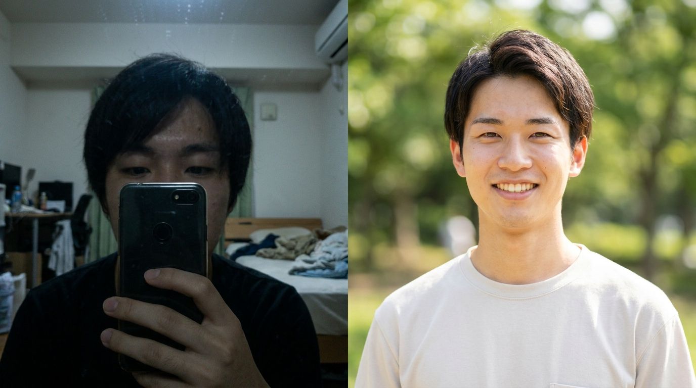 良い例と悪い例のプロフィール写真