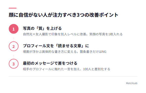 顔以外の3つの改善ポイントの手順ガイド