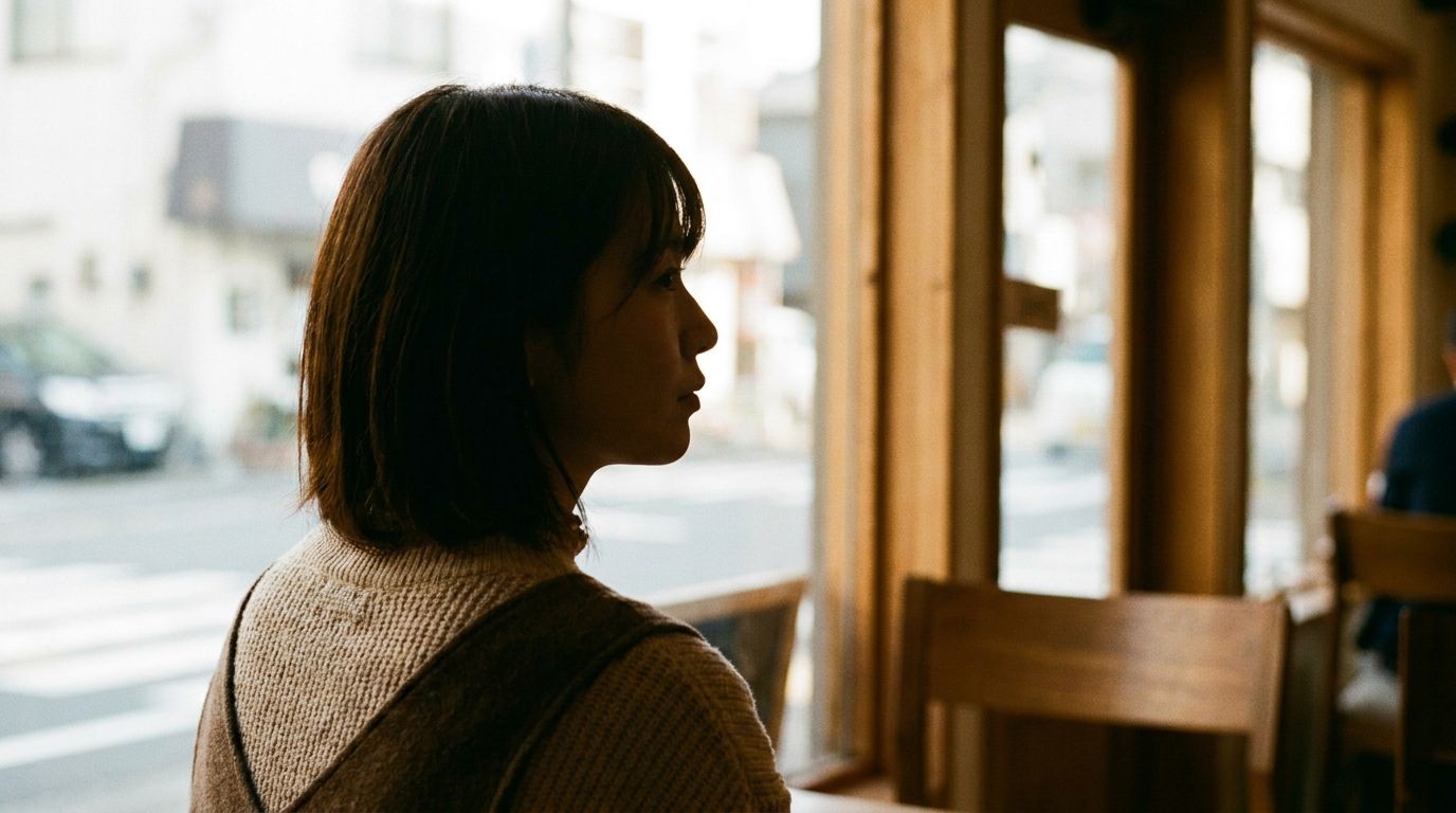横顔で雰囲気を伝える写真