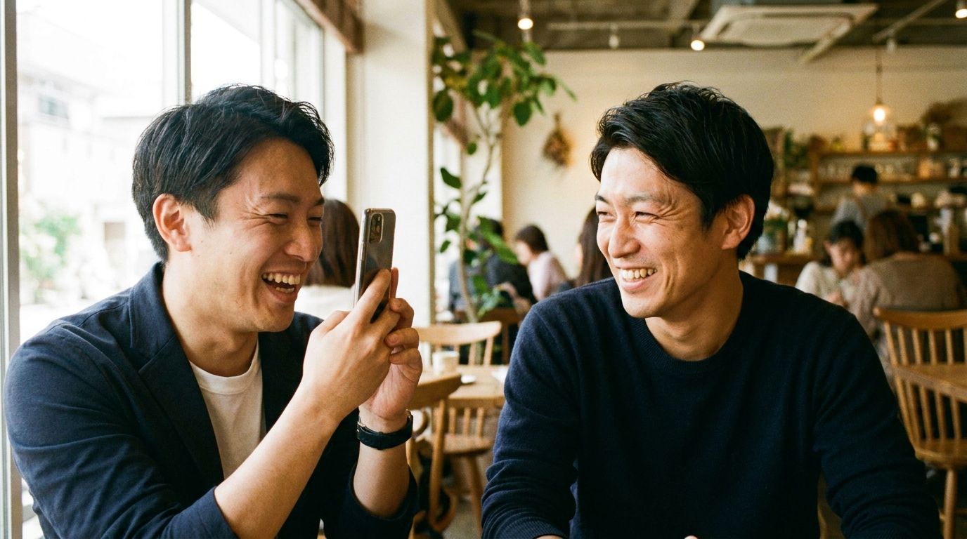 友人に撮影を頼む様子