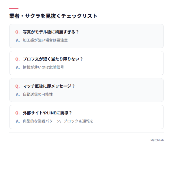 業者サクラのチェックリスト