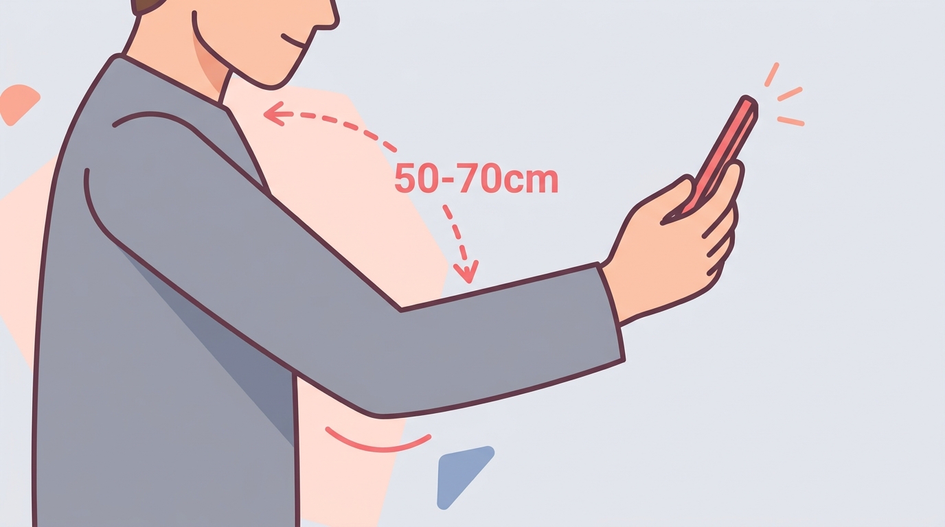 腕の伸ばし方と持ち方の図解