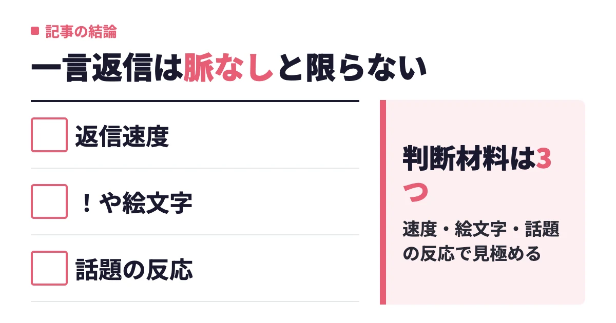 マッチングアプリで一言返信の女性心理と対処法【脈あり判定付き】
