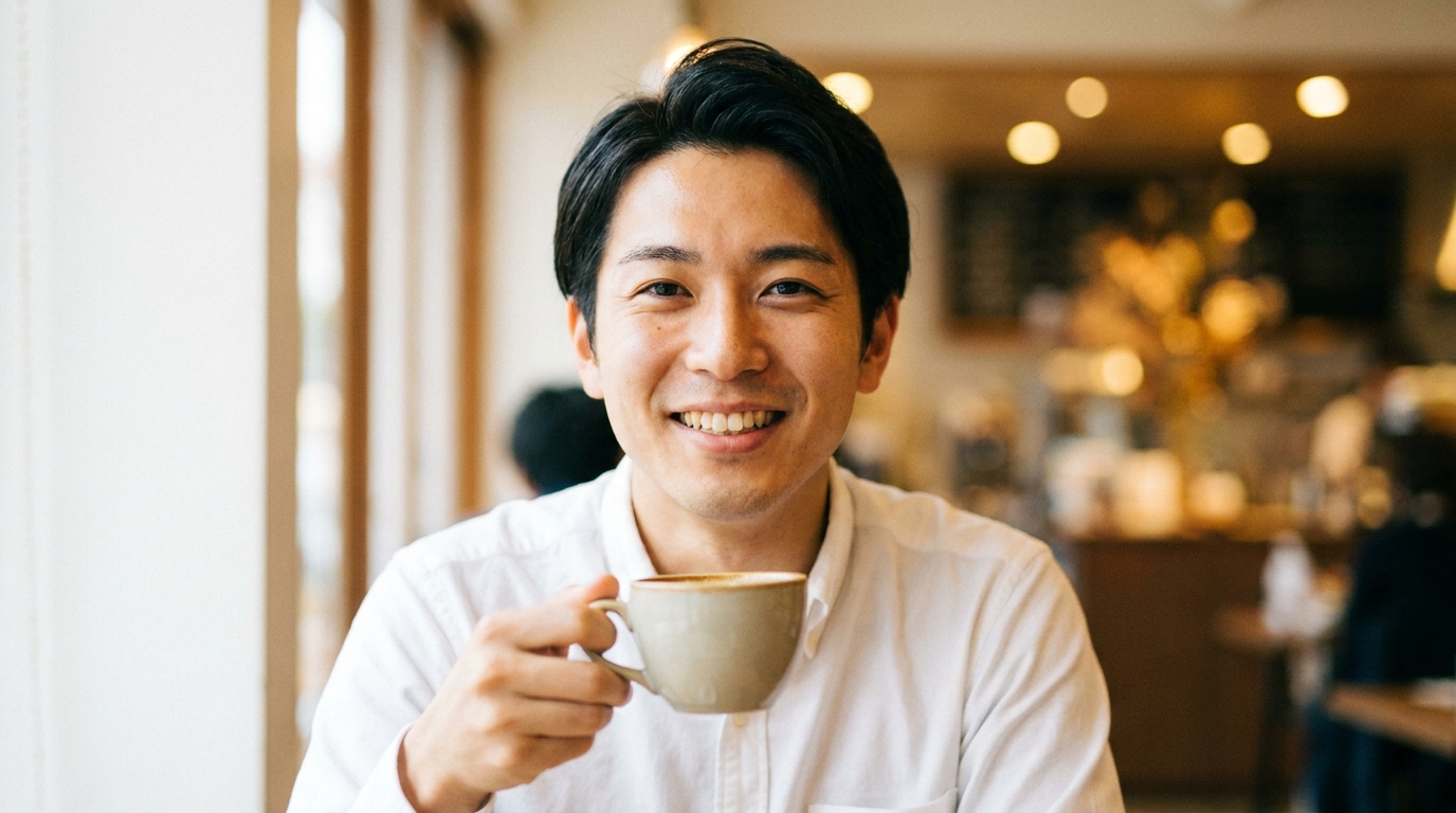 他撮り笑顔バストアップの好例