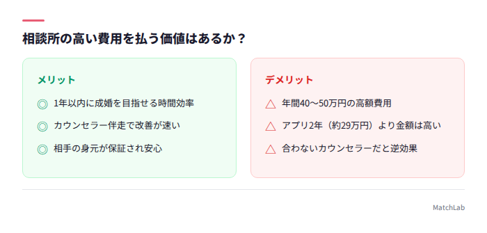 相談所費用の価値を整理した図