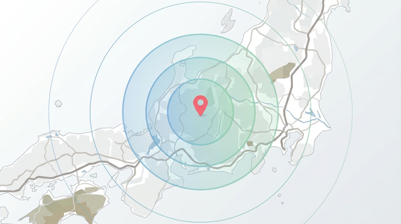 地方での検索範囲拡大イメージ