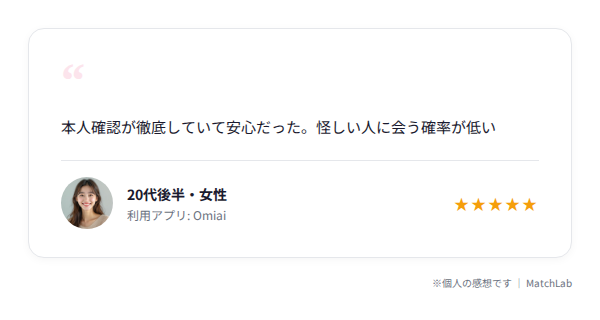 Omiai安全性の口コミのユーザー口コミ