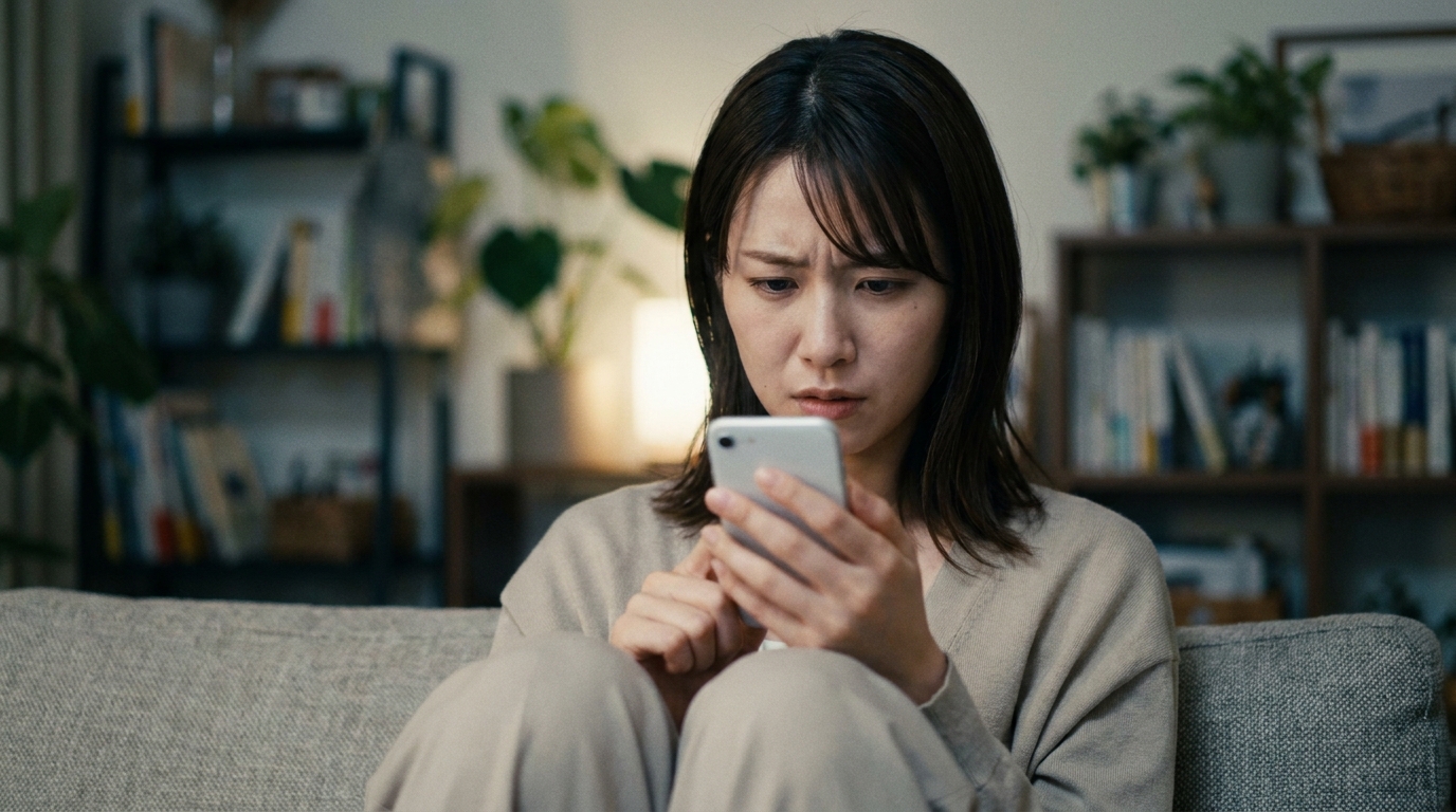 NGメッセージに困惑する女性