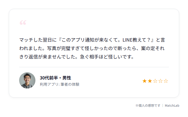 業者に遭遇した体験談カードのユーザー口コミ