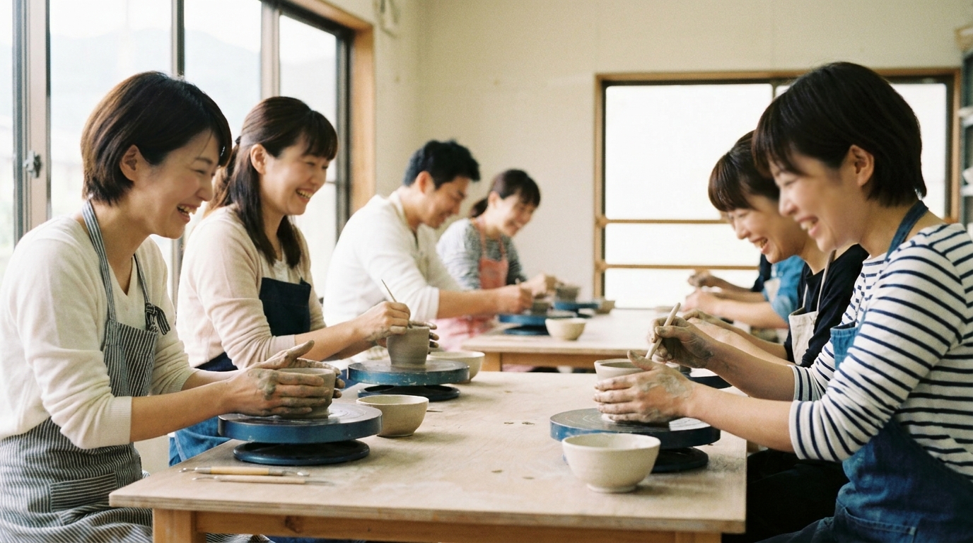 趣味サークルで交流する人々