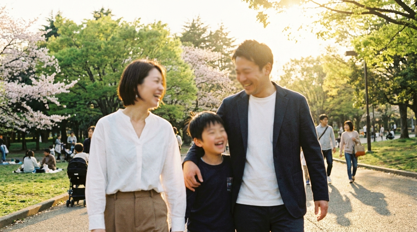 親子と新パートナーが過ごす様子