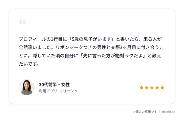 シンママの成功体験談のユーザー口コミ