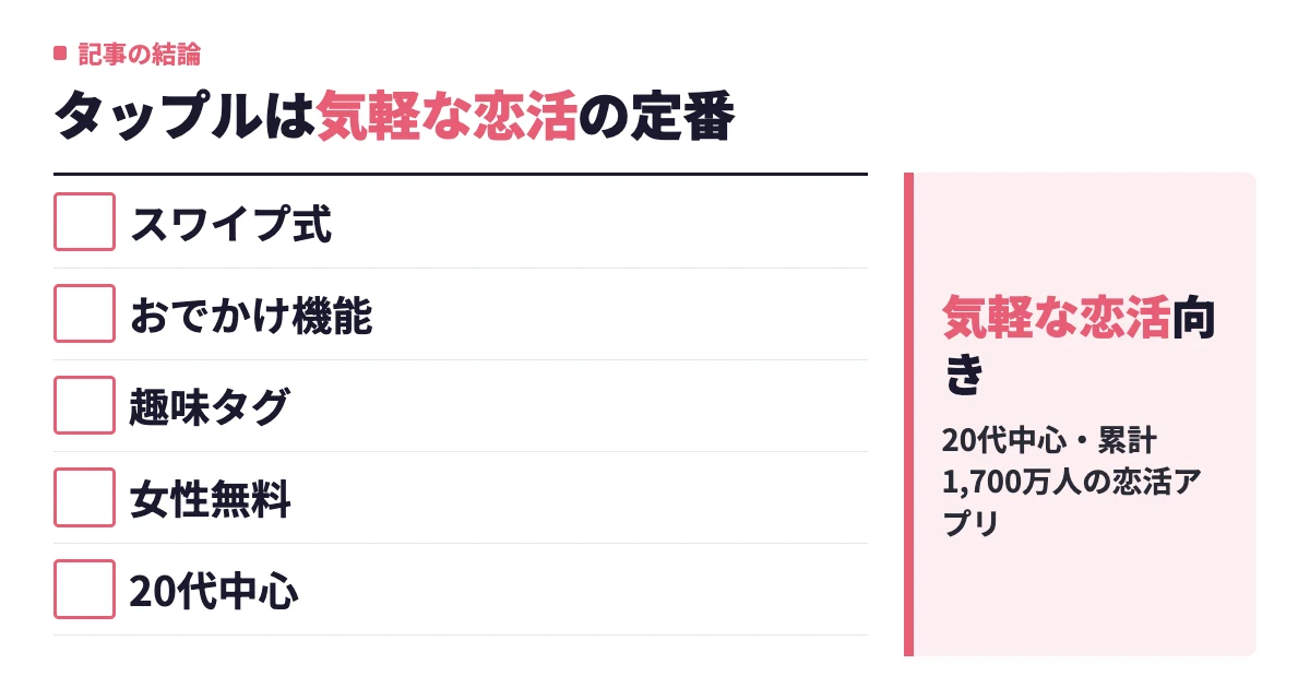 タップルとは？特徴・料金・安全性を初心者向けに徹底解説
