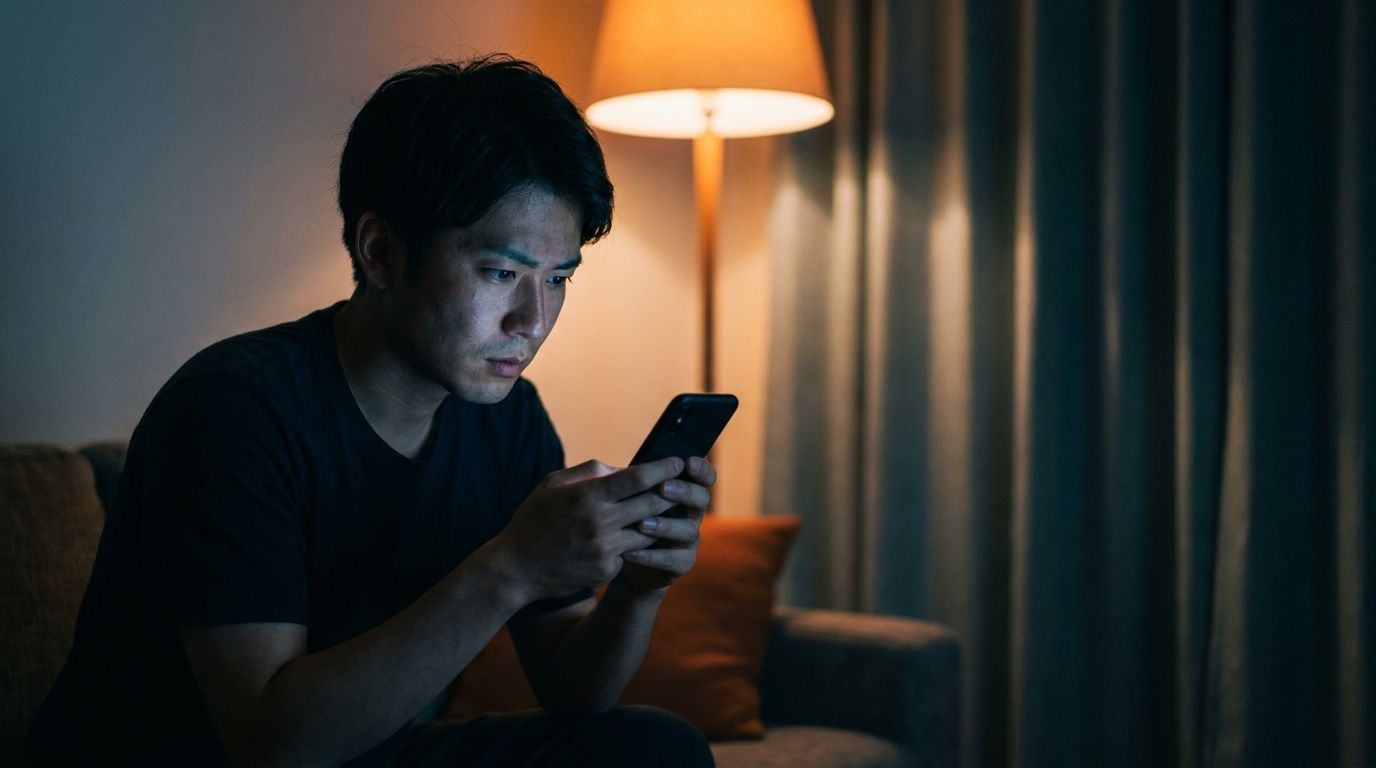 既読に悩む夜のスマホ時間
