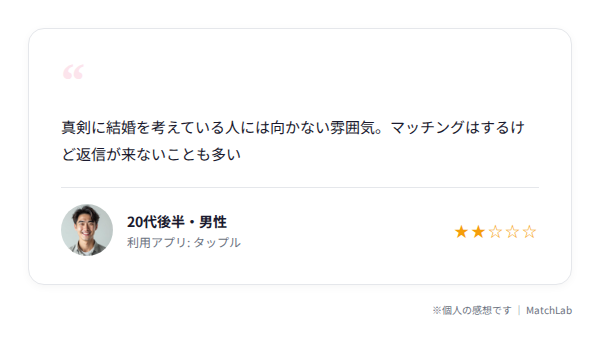 タップル気になる口コミカードのユーザー口コミ