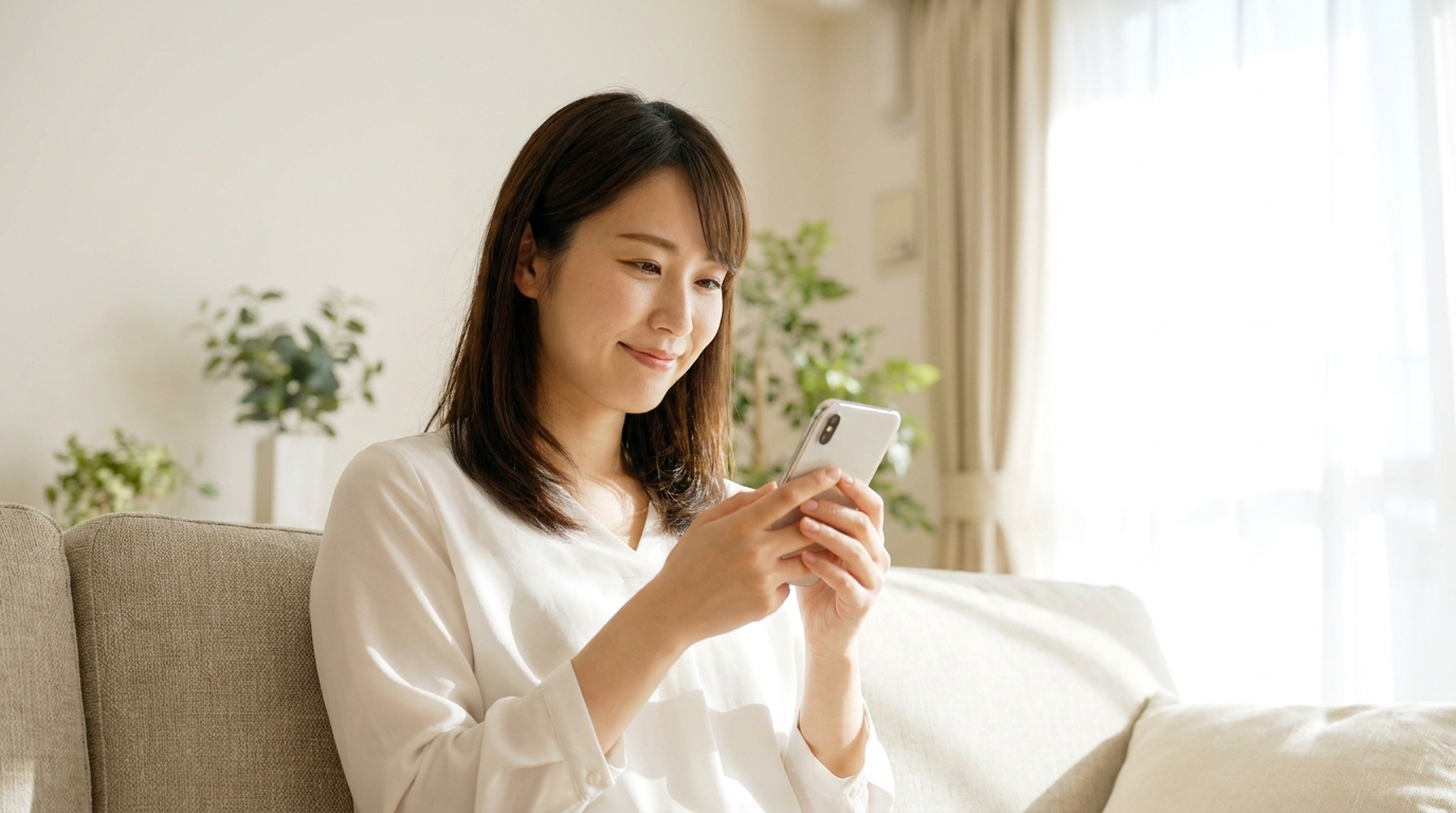 アプリを始める女性