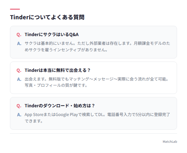 TinderのよくあるQ&Aまとめ