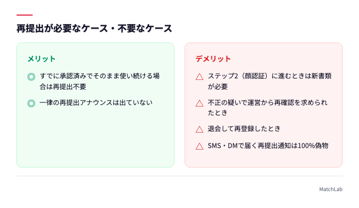 再提出の要否を整理したボックス