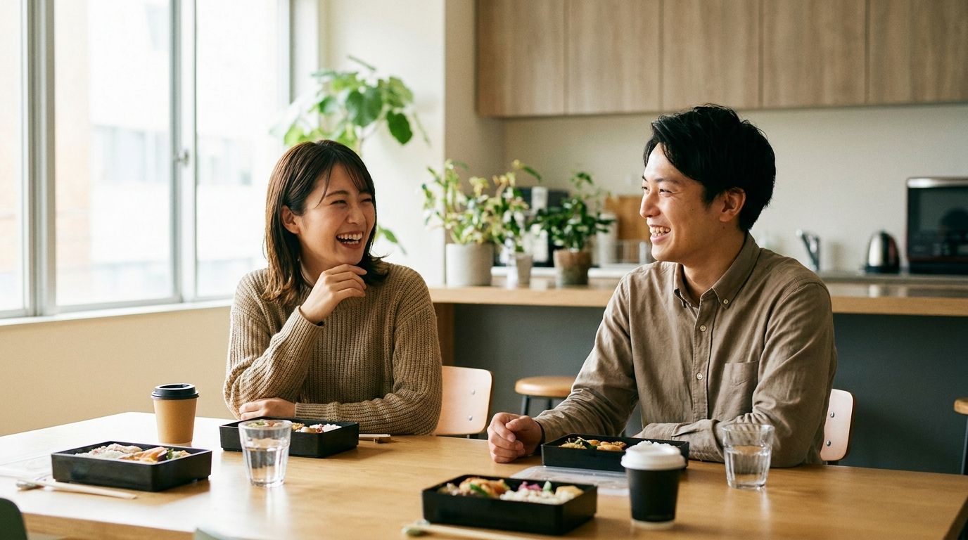 職場でのランチ雑談シーン