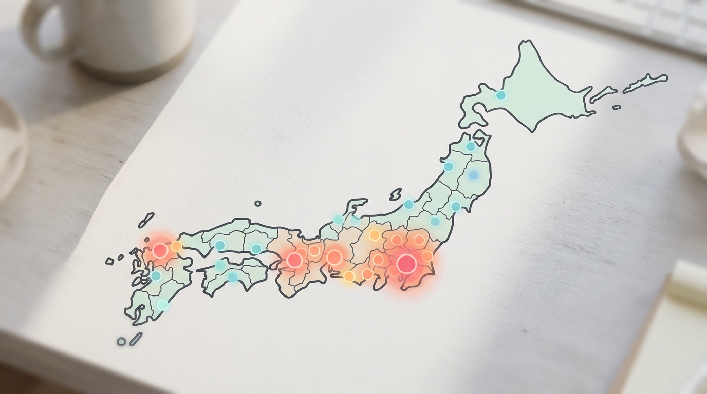 都市部と地方の会員分布イメージ