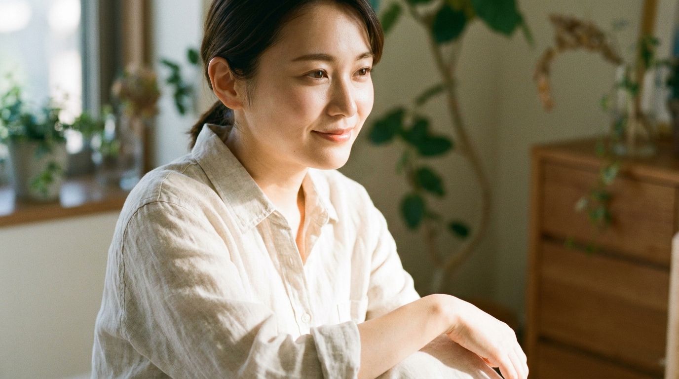 自然な笑顔の女性写真イメージ