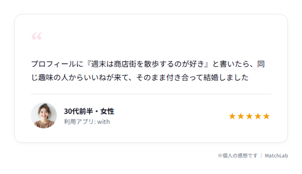 with成婚者の口コミカードのユーザー口コミ