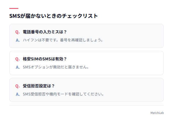 SMS認証コードが届かない時の確認リスト