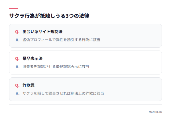 サクラ行為が抵触する3つの法律